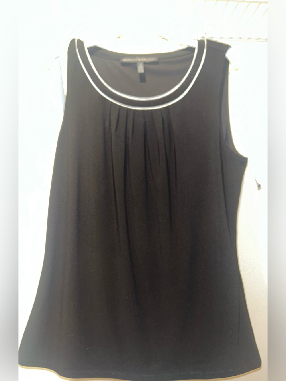 White House Black Market Sleeveless Black top with White Trim, Scoop Neck, S